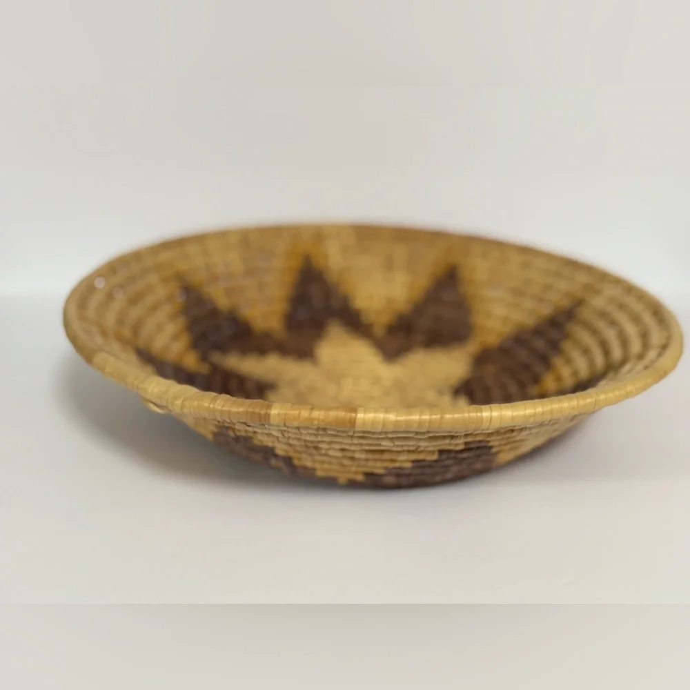 African Coil Swirl Designed Wall Basket Bowl~One Of A Kind~Unique Art Vintage